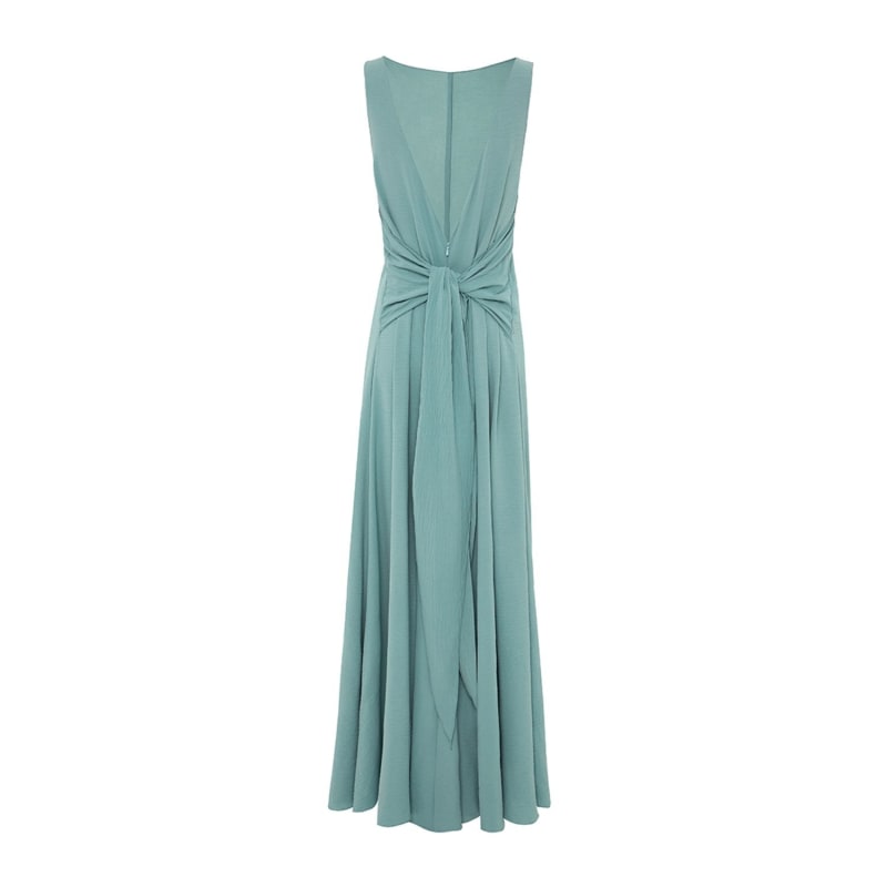 Crepe Wide Legged Low Back Jumpsuit With Bow Belt In Jade | Azzalia ...