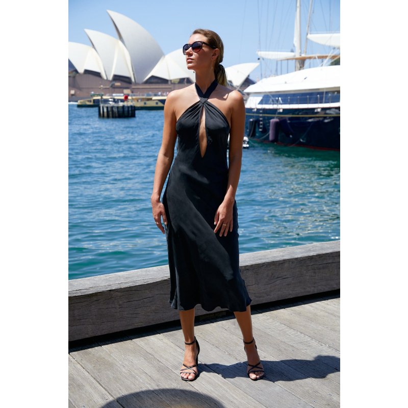 Thumbnail of Oui Rose Silk Halter Dress - Classic Black image