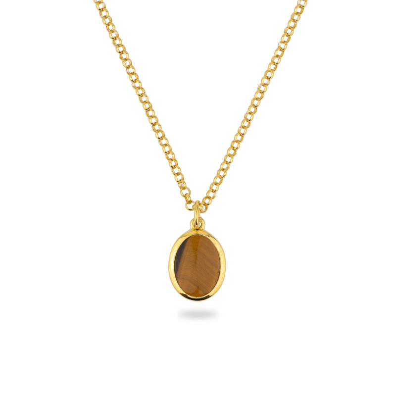 Thumbnail of Gold Jamestown Tiger Eye Oval Stone Necklace & Pendant image