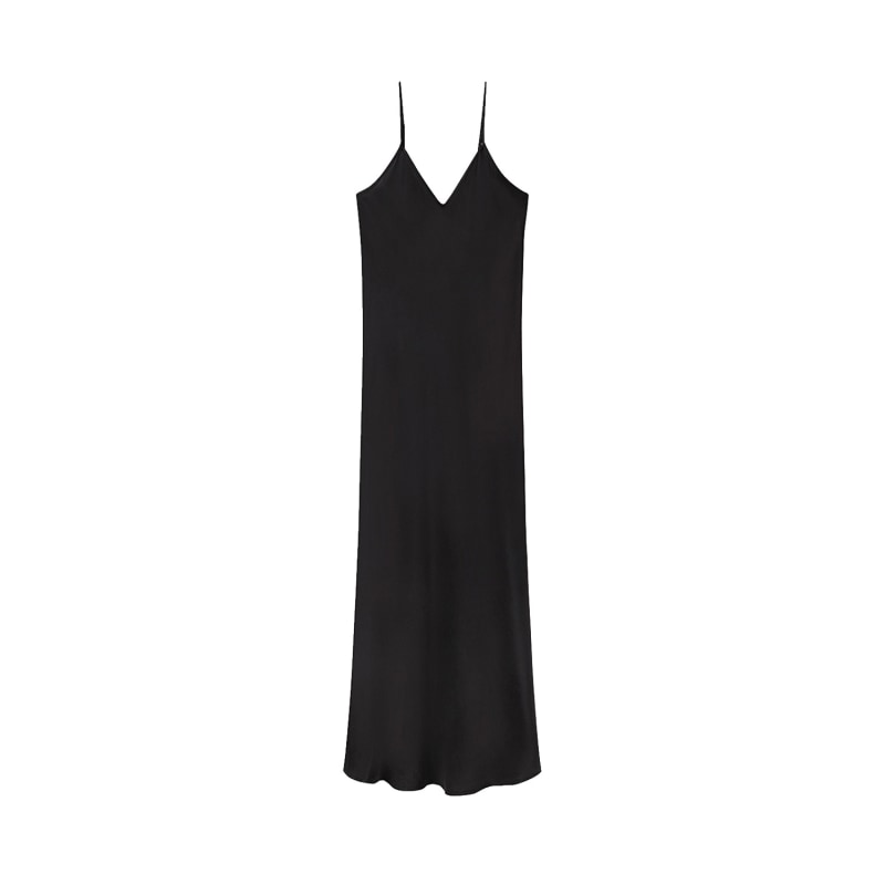 Silhouette Silk Cowl Slip Dress - Black, Anaphe