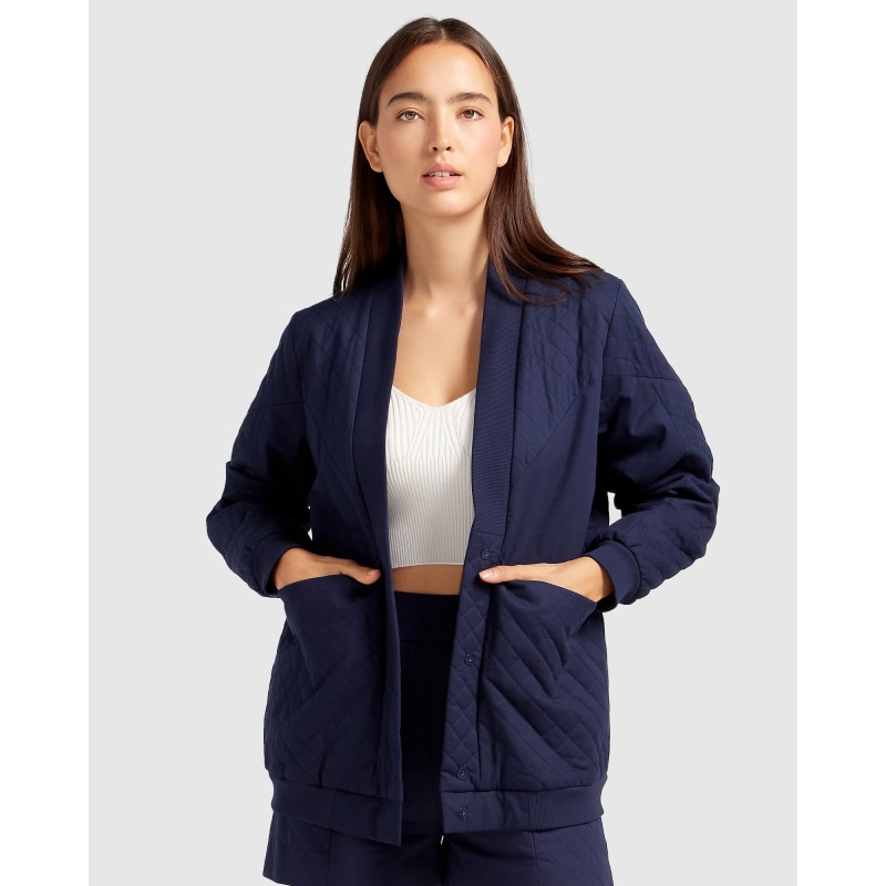 Navy quilted bomber on sale jacket