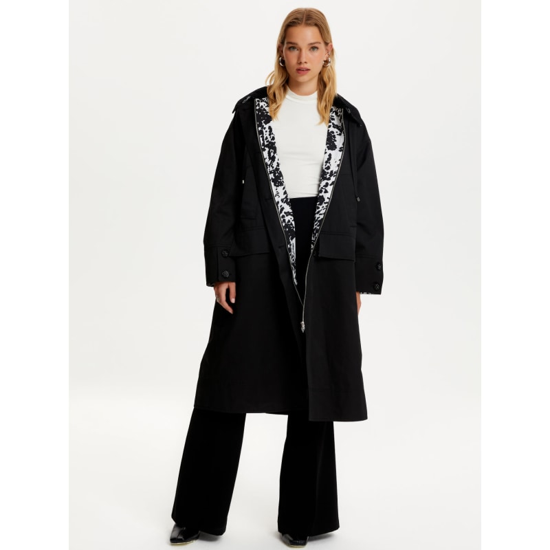 Oversized hooded trench coat sales