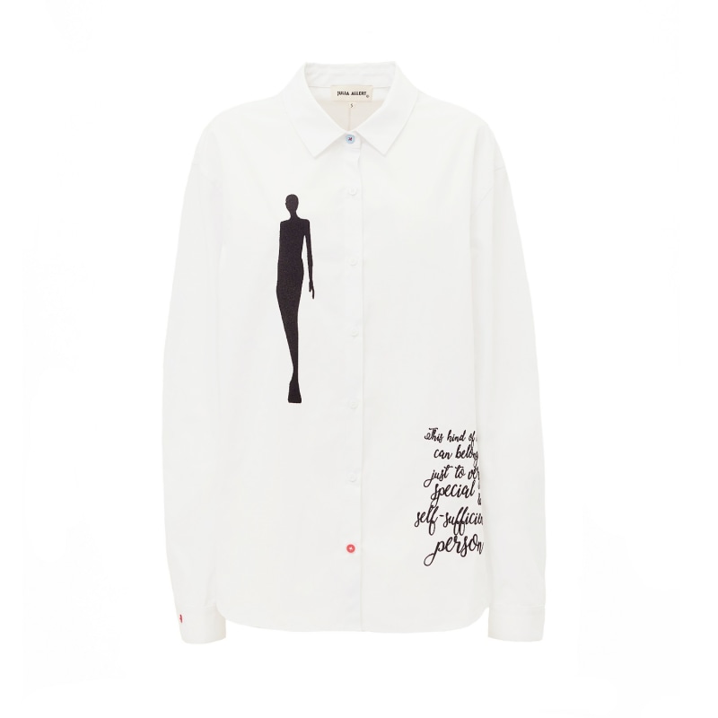 Thumbnail of Oversize Long Sleeved Shirt With Embroidery White image