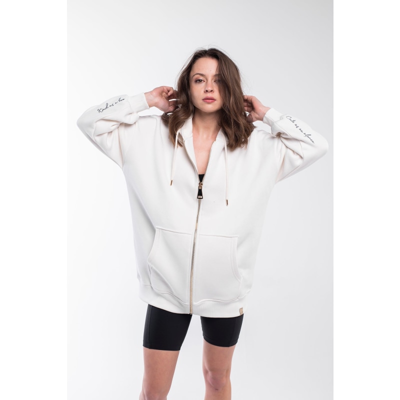 Oversized white best sale zip up hoodie