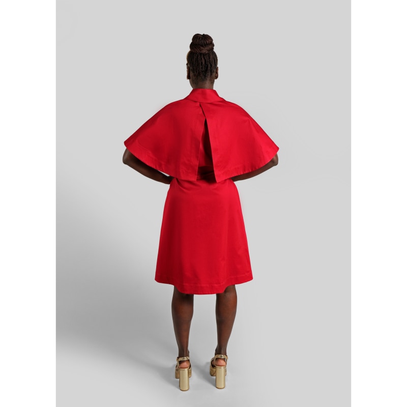 Thumbnail of Oversized Cape Cotton Dress / Berry Red image