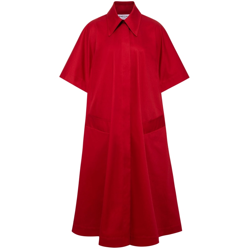 Thumbnail of Oversized Cape Cotton Dress / Berry Red image