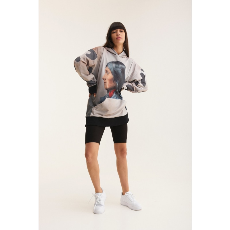 Full Print Hoodie In Beige With Native American Design