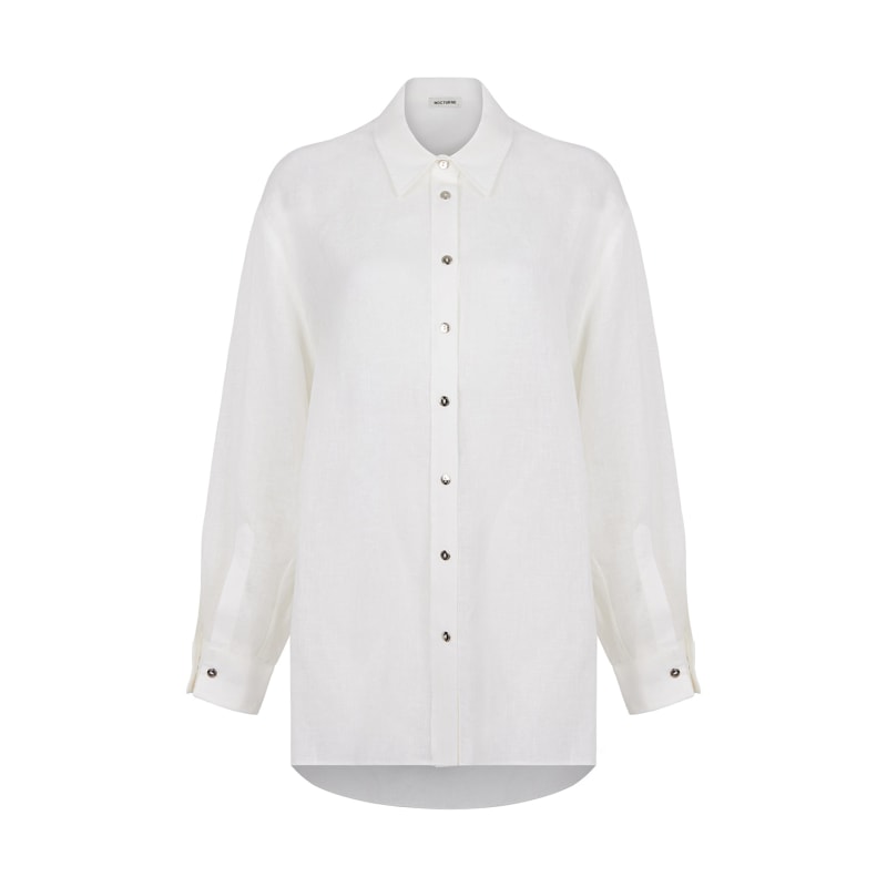 Ecru Oversized Linen Shirt by NOCTURNE