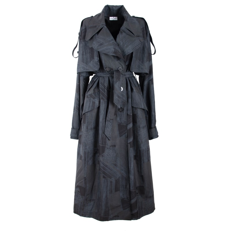 Oversized Silk Double Breasted Trenchcoat In Black by RUA RUA