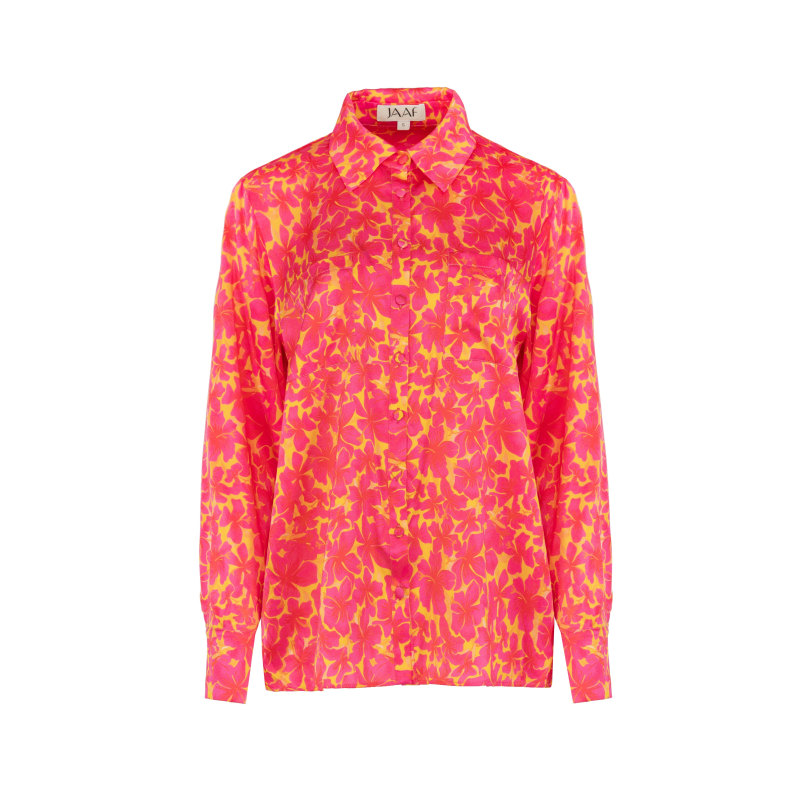 Thumbnail of Oversized Silk Shirt In Hibiscus Print image