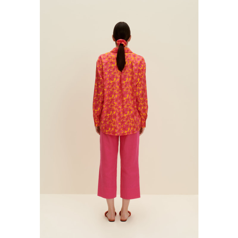 Thumbnail of Oversized Silk Shirt In Hibiscus Print image