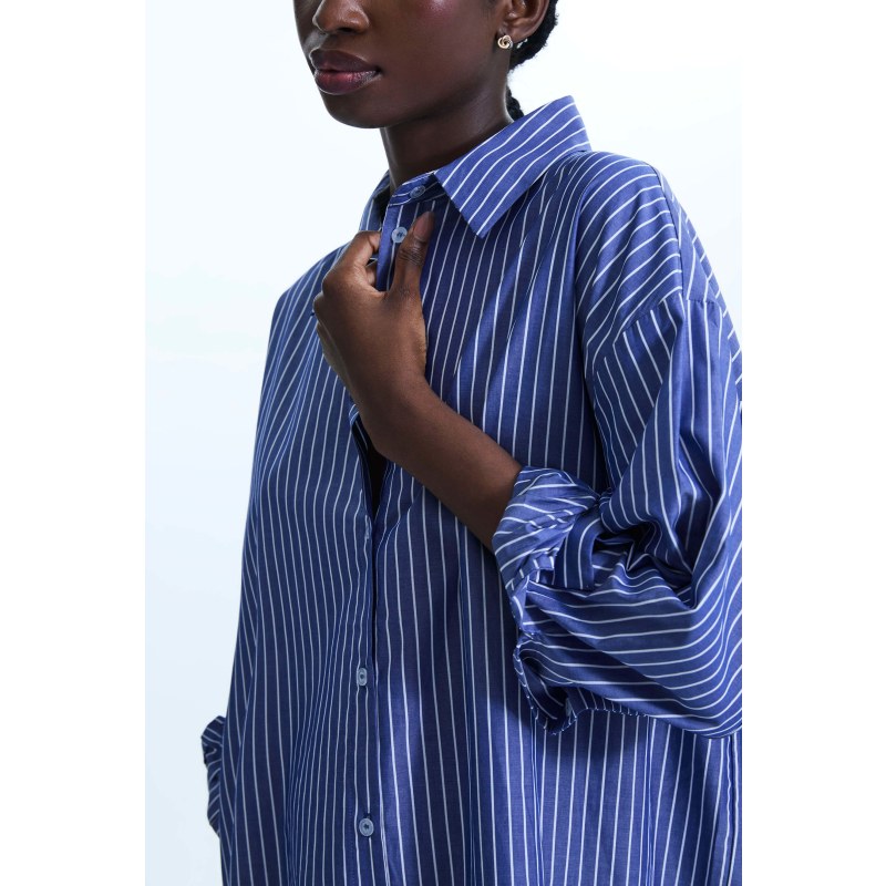 Thumbnail of Oversized Stripped Shirt Navy-White image