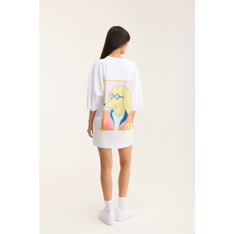 Thumbnail of Oversized T-Shirt In White With Doggo Design W image