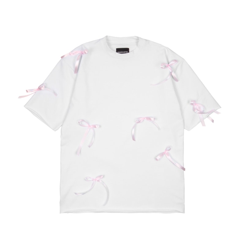 Thumbnail of Oversized White T-Shirt / Dress Pink Ribbons image