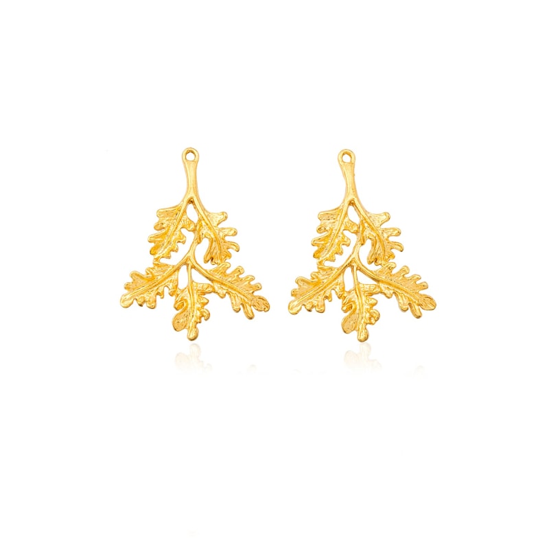 Thumbnail of White Leafy Blossom Flower Earrings image