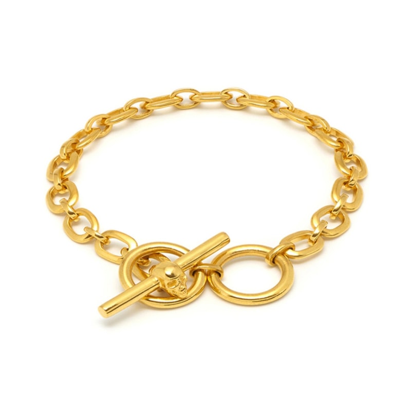 Thumbnail of Atticus Skull Bar Chain Bracelet In Gold image