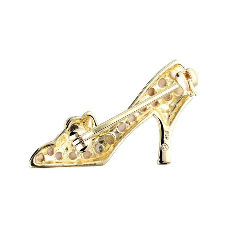 Thumbnail of Sapphire & Marcasite Shoe Brooch image