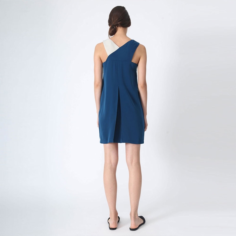 Thumbnail of Vea Contrast Colour Panel Dress In Royal Turquoise image