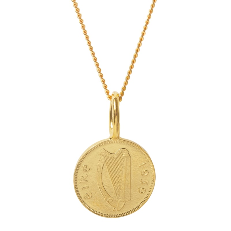 Irish 6D Coin Necklace In Yellow Gold Plate by Katie Mullally
