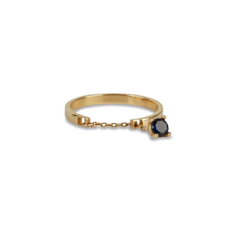 Thumbnail of Chained Gemstone Ring 14Ct Gold  Onyx image