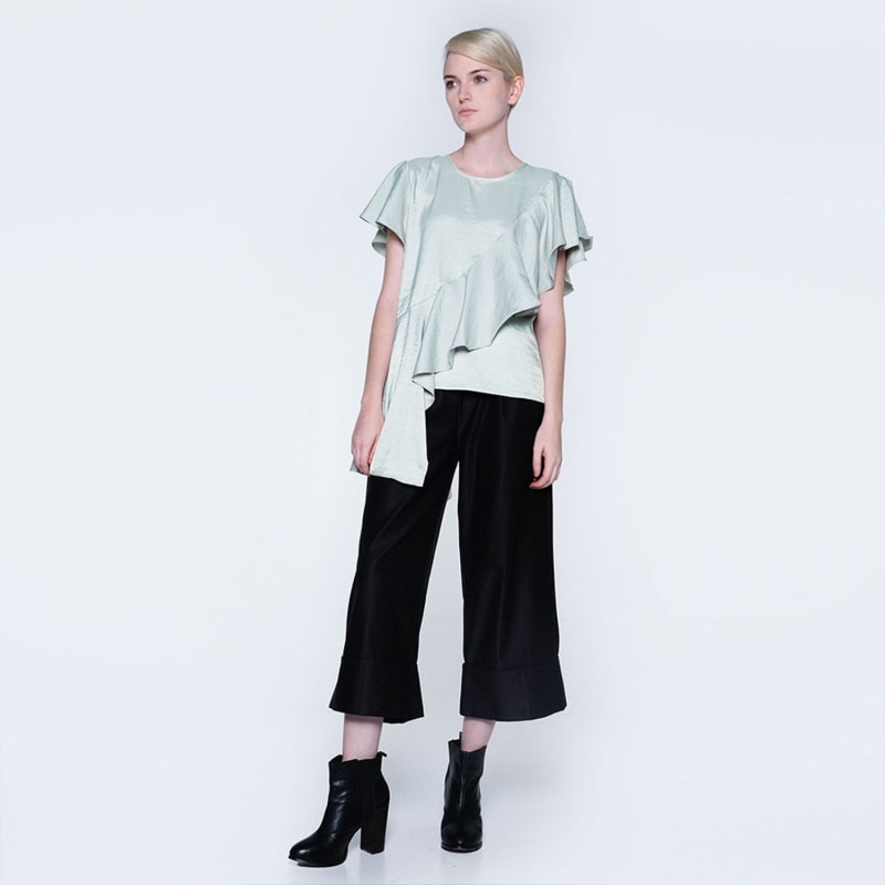 Thumbnail of Ophelia Ruffle Oversize Top In Green Lily image