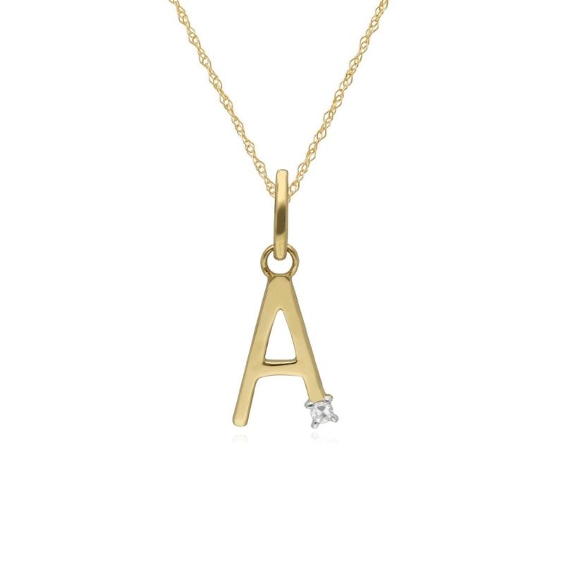 Thumbnail of Initial A Diamond Pendant In Yellow Gold image