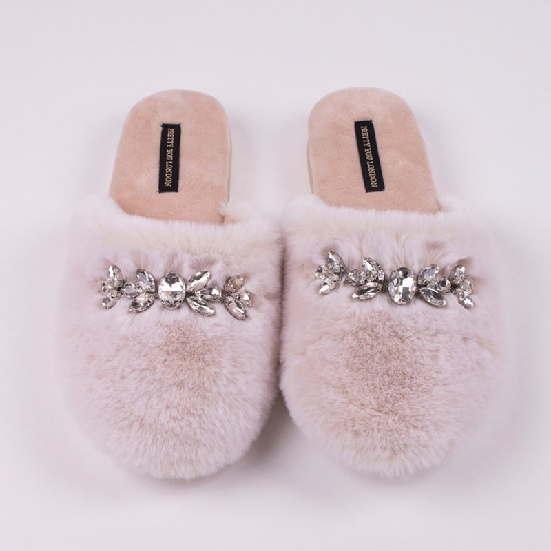 Thumbnail of Dido Elegant Diamante Mule Slippers In Cream image