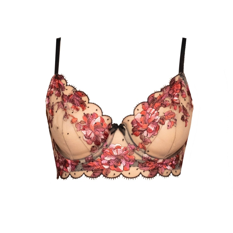 Atlantis Sun Anemone Embroidered Tulle Triangle Bralette Top