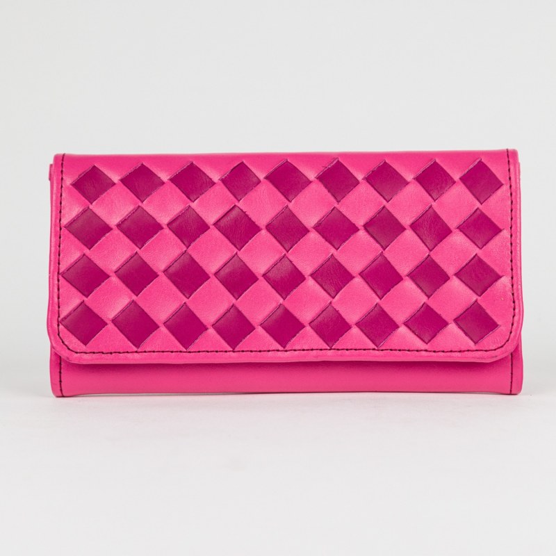 Thumbnail of Leather Woven Trifold Wallet - Pink & Purple image