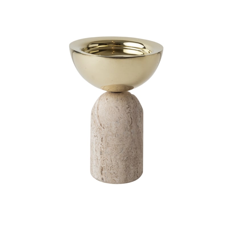 Thumbnail of Votive Marble & Brass Candle Holder Small - Travertine image