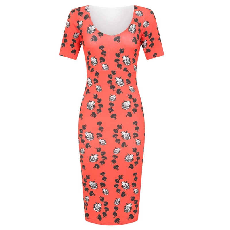 Thumbnail of Floral Cotton Midi Dress - Red image