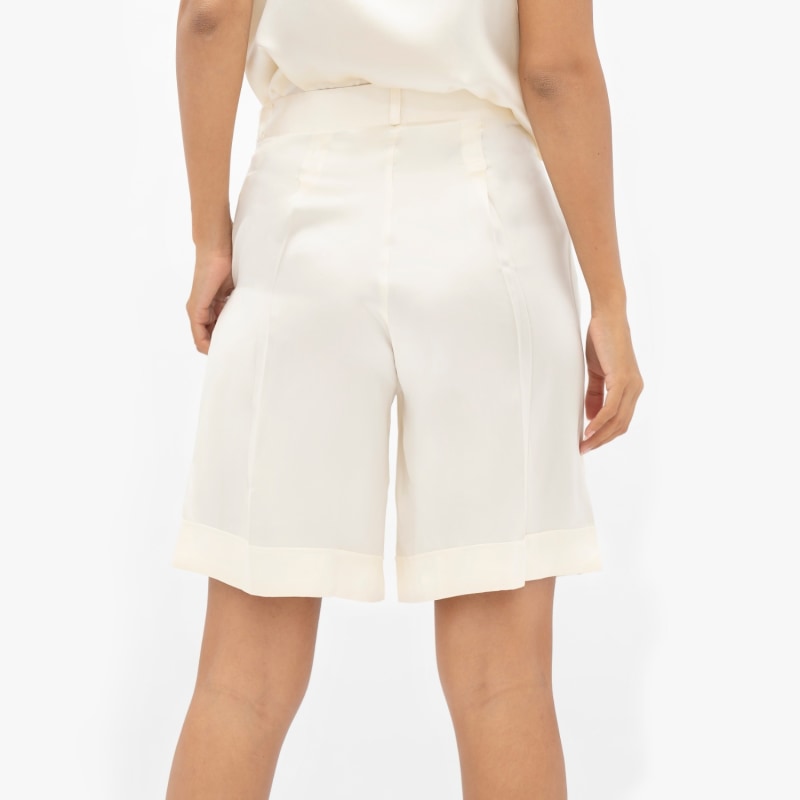 Thumbnail of Manila Silk Tailored Shorts In Pearl White image