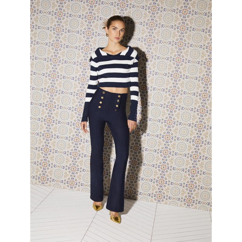 Flare Navy Blue Pants by NOCTURNE