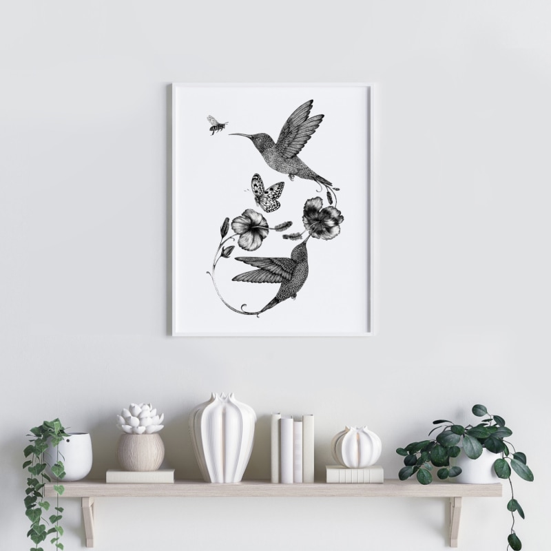 Thumbnail of 'Hummingbird & Hibiscus' - Fine Art Print A3 image