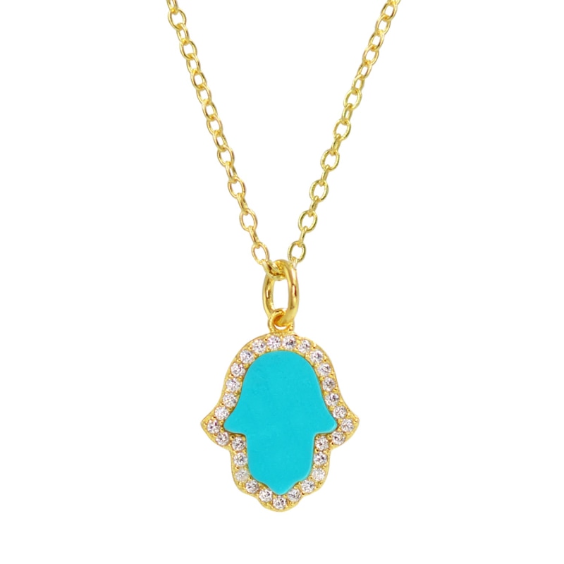 Thumbnail of Turquoise Hamsa Hand Necklace image