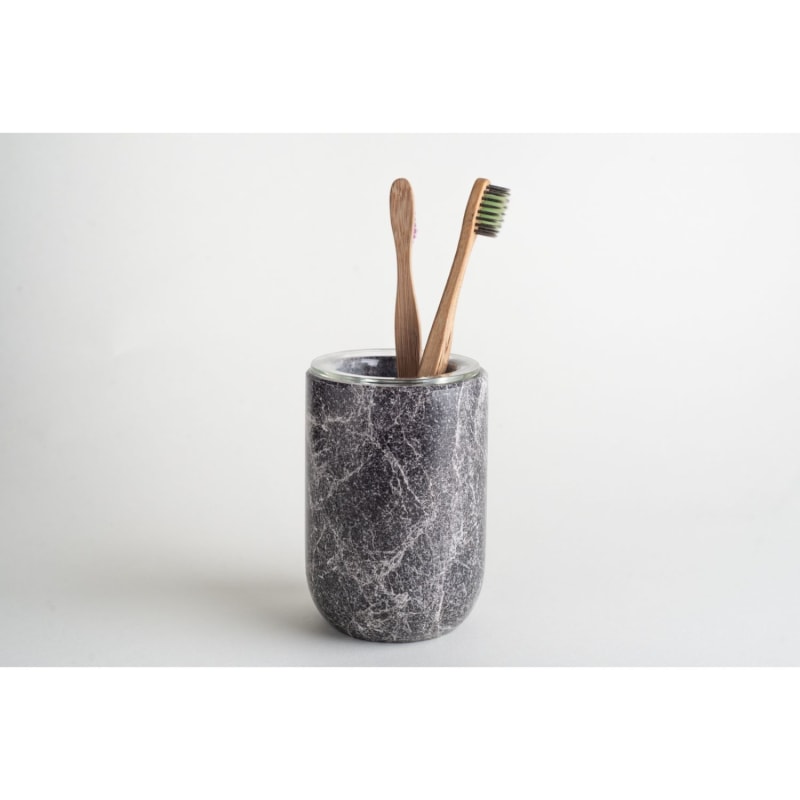 Thumbnail of Toothbrush Holder Less Is More - Black Marble image