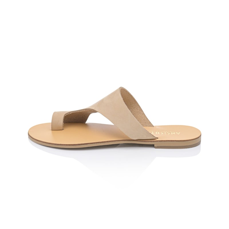 Thumbnail of Celaeno Ammos Nubuck Contemporary Fashion Flip Flops With Toe Ring – Women’S Leather Slide Sandal image