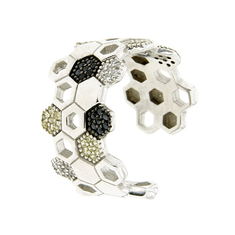 Thumbnail of Sterling Silver Honeycomb Bee Ring image