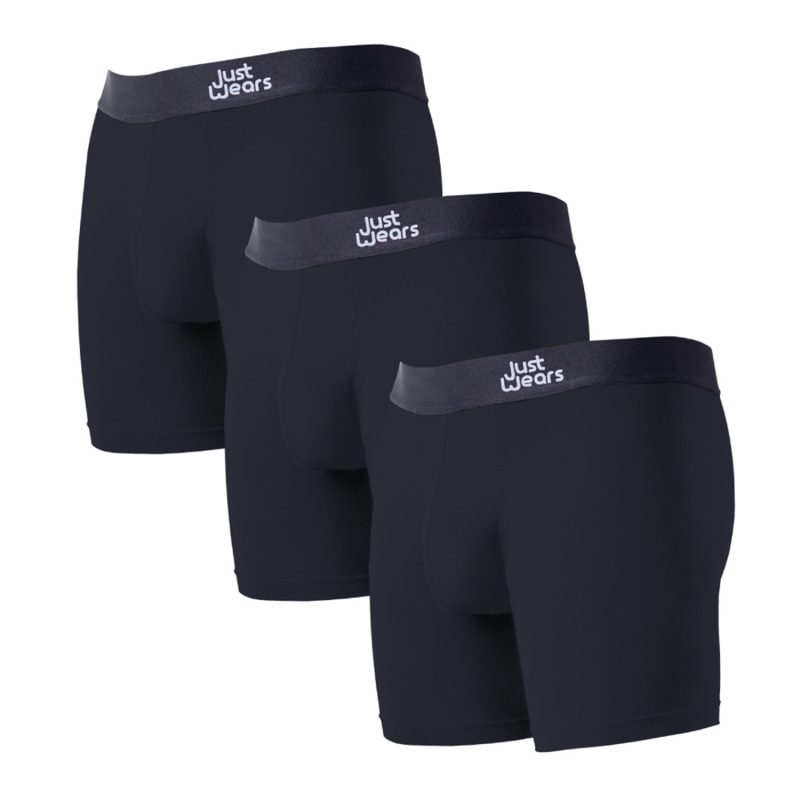 Thumbnail of Super Soft Boxer Briefs With Pouch - Anti-Chafe & No Ride Up Design - Three Pack - Black image