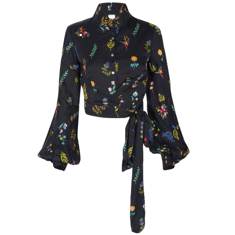 Thumbnail of Midnight Botanica Tie-Up Blouse image