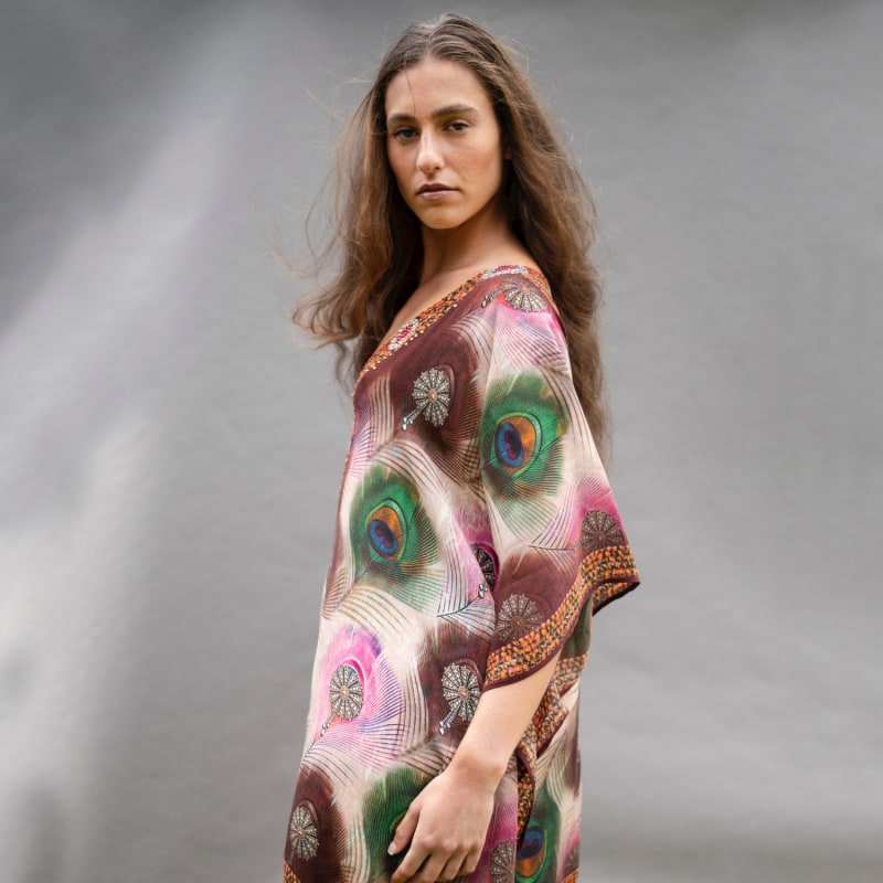 Thumbnail of Mor Peacock Deep V Neck Caftan image