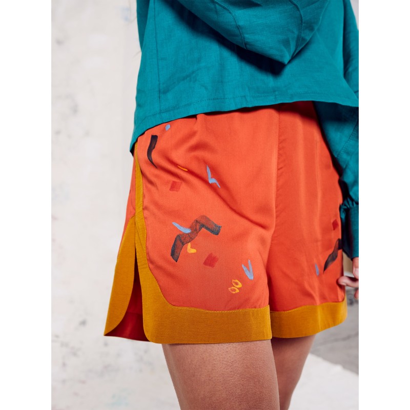 Thumbnail of Duncan Orange Hand-Painted Shorts image