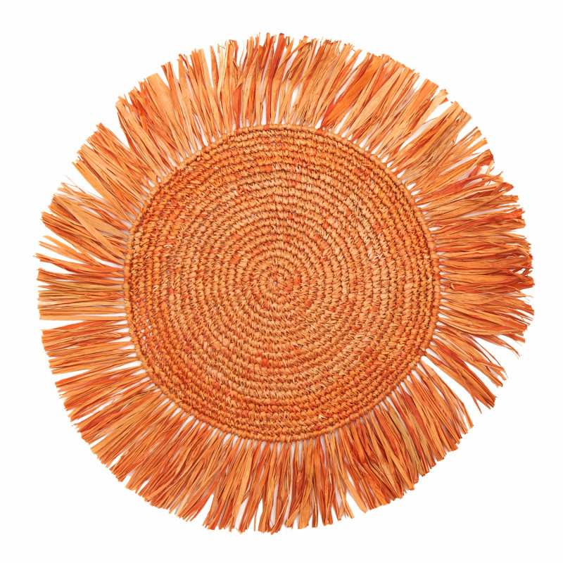 Thumbnail of Pahiyas Woven Raffia Fringe Placemats, Orange image