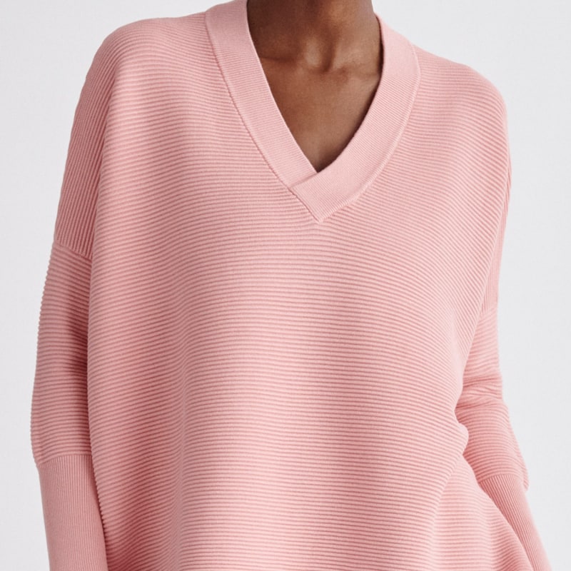 Thumbnail of Paisie V-Neck Ribbed Jumper In Pink image