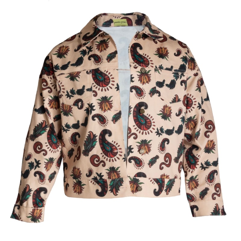 Unisex Paisley Print Denim Jacket W Janara Jones Wolf Badger
