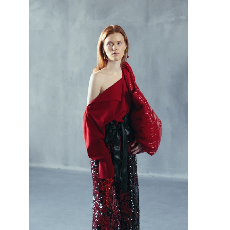 Thumbnail of Palazzo Trousers With Double-Sided Sequins Black Red image