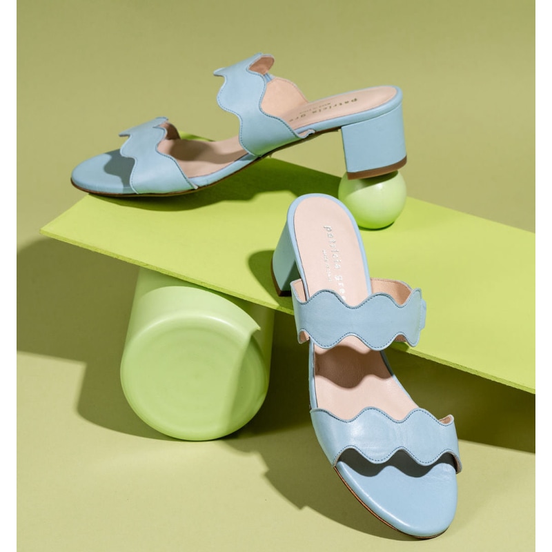 Thumbnail of Palm Beach Block Heel Scalloped Sandal Sky Blue image