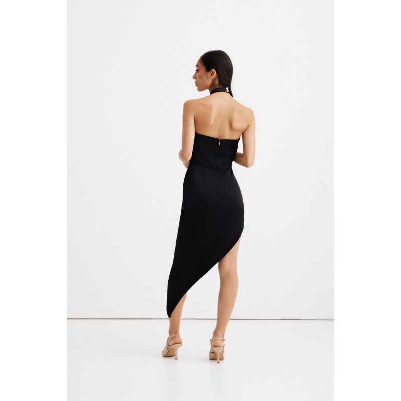 Thumbnail of Pamela Black Halter Neck Dress With Asymmetric Skirt image