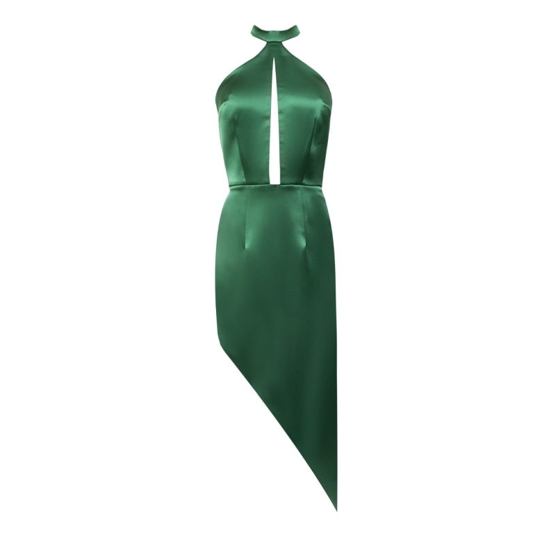 Thumbnail of Pamela Green Satin Halter Neck  Dress With Asymmetric Skirt image