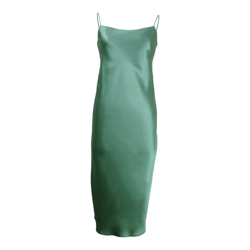 SATIN EFFECT MIDI SLIP DRESS - Green